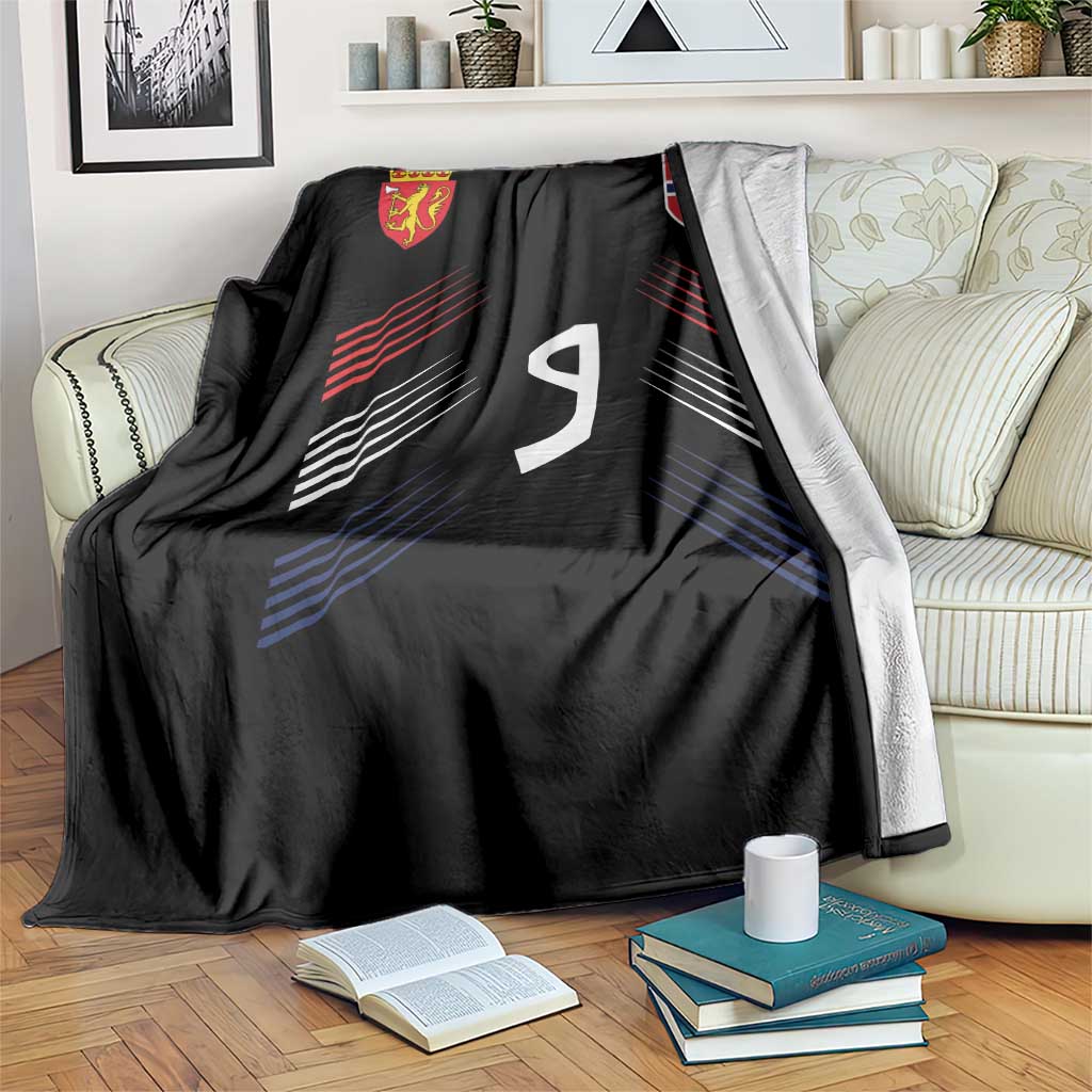 Norway Football Crest Jersey Style Throw Blanket Number 9 Viking Athletic for Soccer Fan