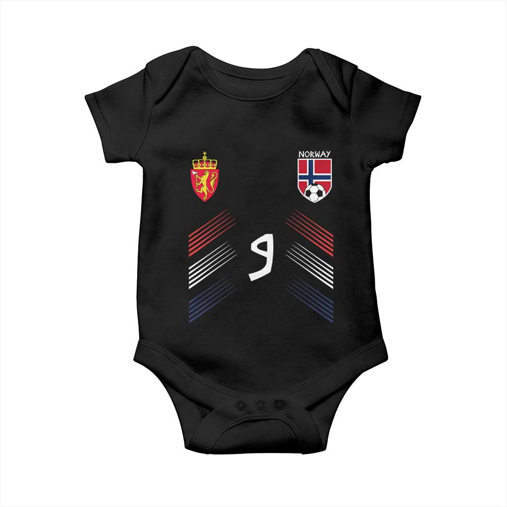 Norway Football Crest Jersey Style Baby Onesie Number 9 Viking Athletic for Soccer Fan