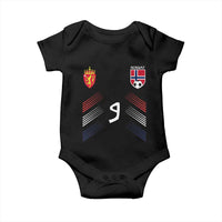 Norway Football Crest Jersey Style Baby Onesie Number 9 Viking Athletic for Soccer Fan