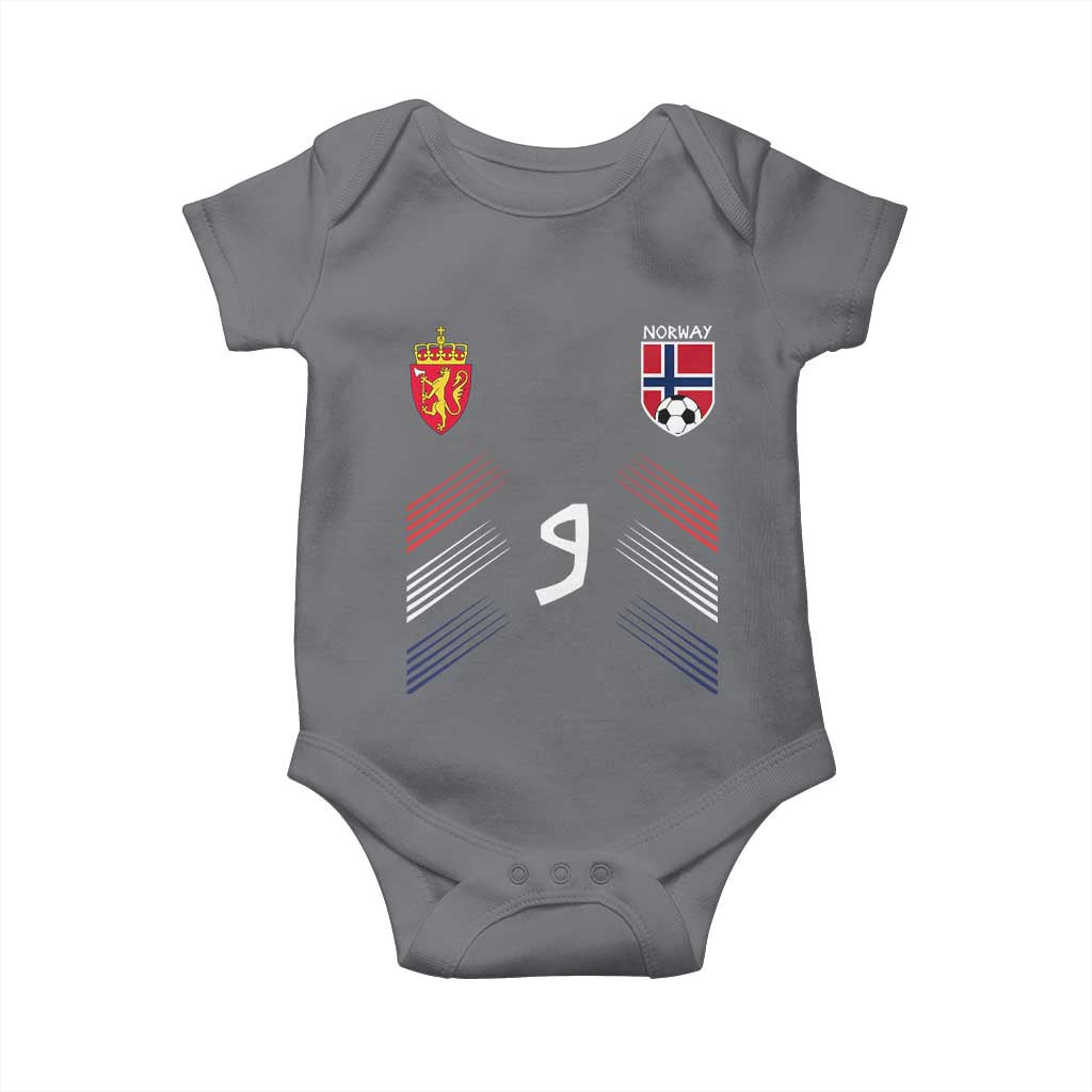 Norway Football Crest Jersey Style Baby Onesie Number 9 Viking Athletic for Soccer Fan