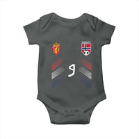 Norway Football Crest Jersey Style Baby Onesie Number 9 Viking Athletic for Soccer Fan