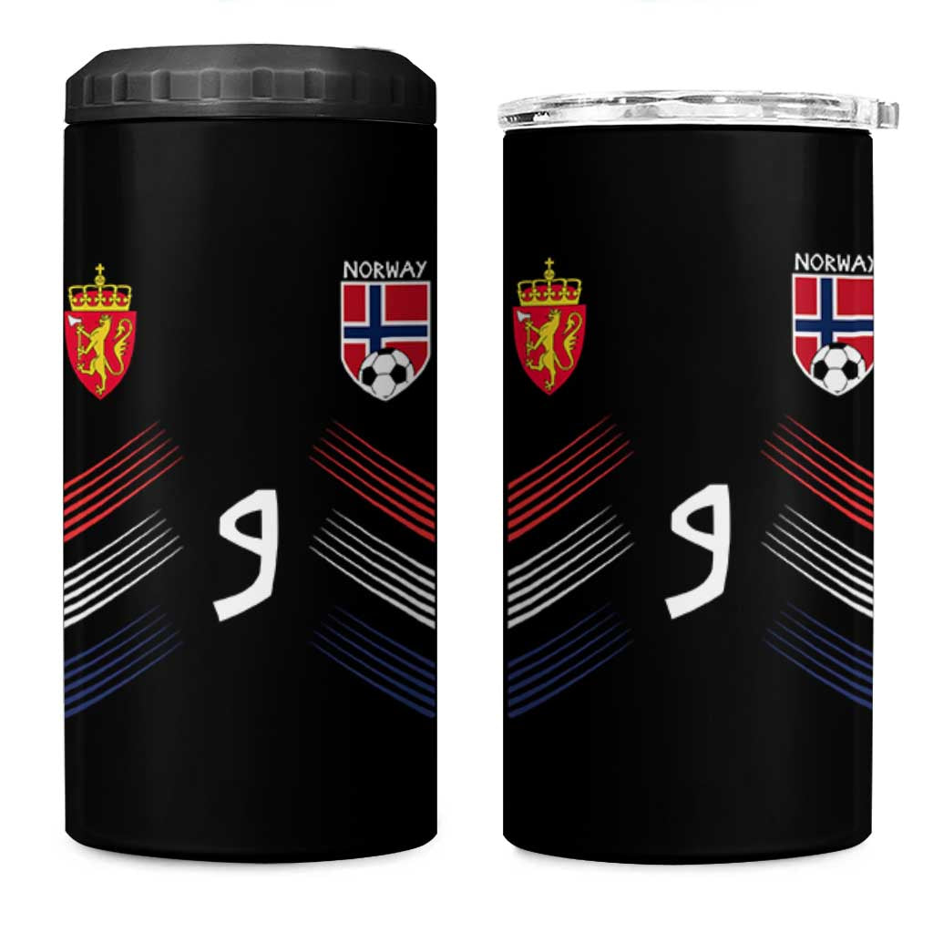 Norway Football Crest Jersey Style 4 in 1 Can Cooler Tumbler Number 9 Viking Athletic for Soccer Fan