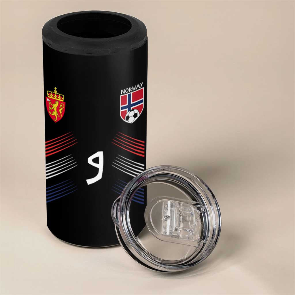 Norway Football Crest Jersey Style 4 in 1 Can Cooler Tumbler Number 9 Viking Athletic for Soccer Fan