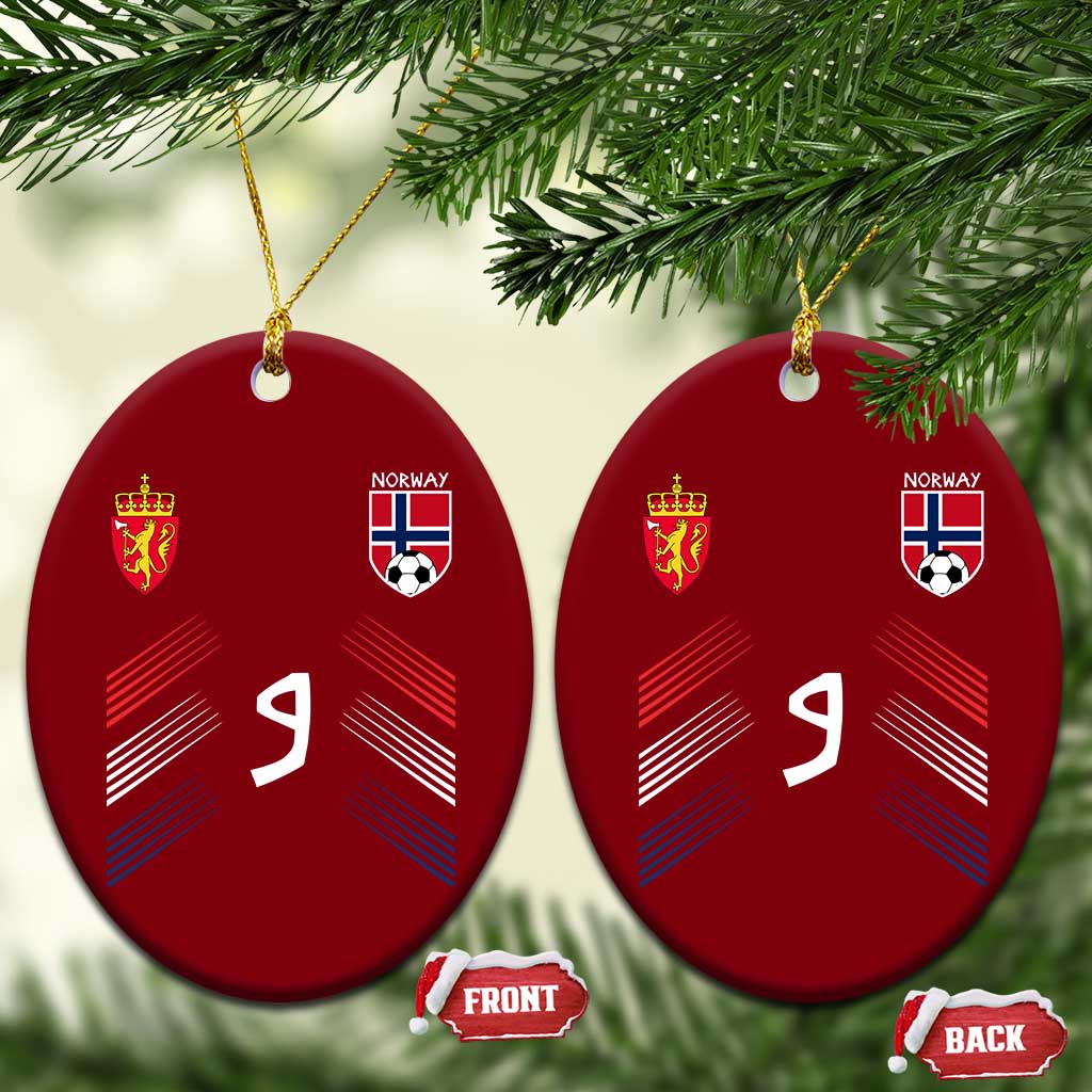Norway Football Crest Jersey Style Ceramic Ornament Number 9 Viking Athletic for Soccer Fan