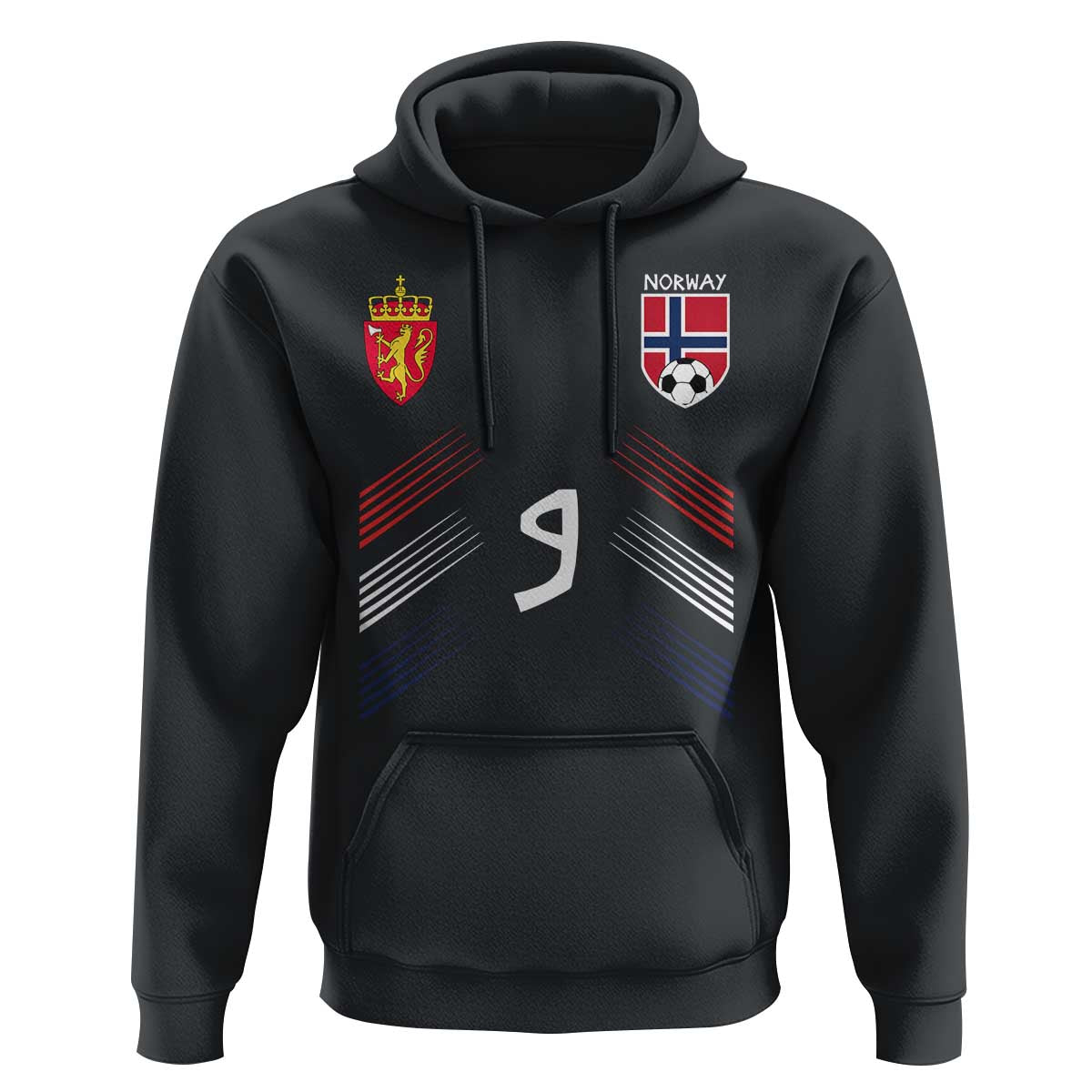 Norway Football Crest Jersey Style Hoodie Number 9 Viking Athletic for Soccer Fan