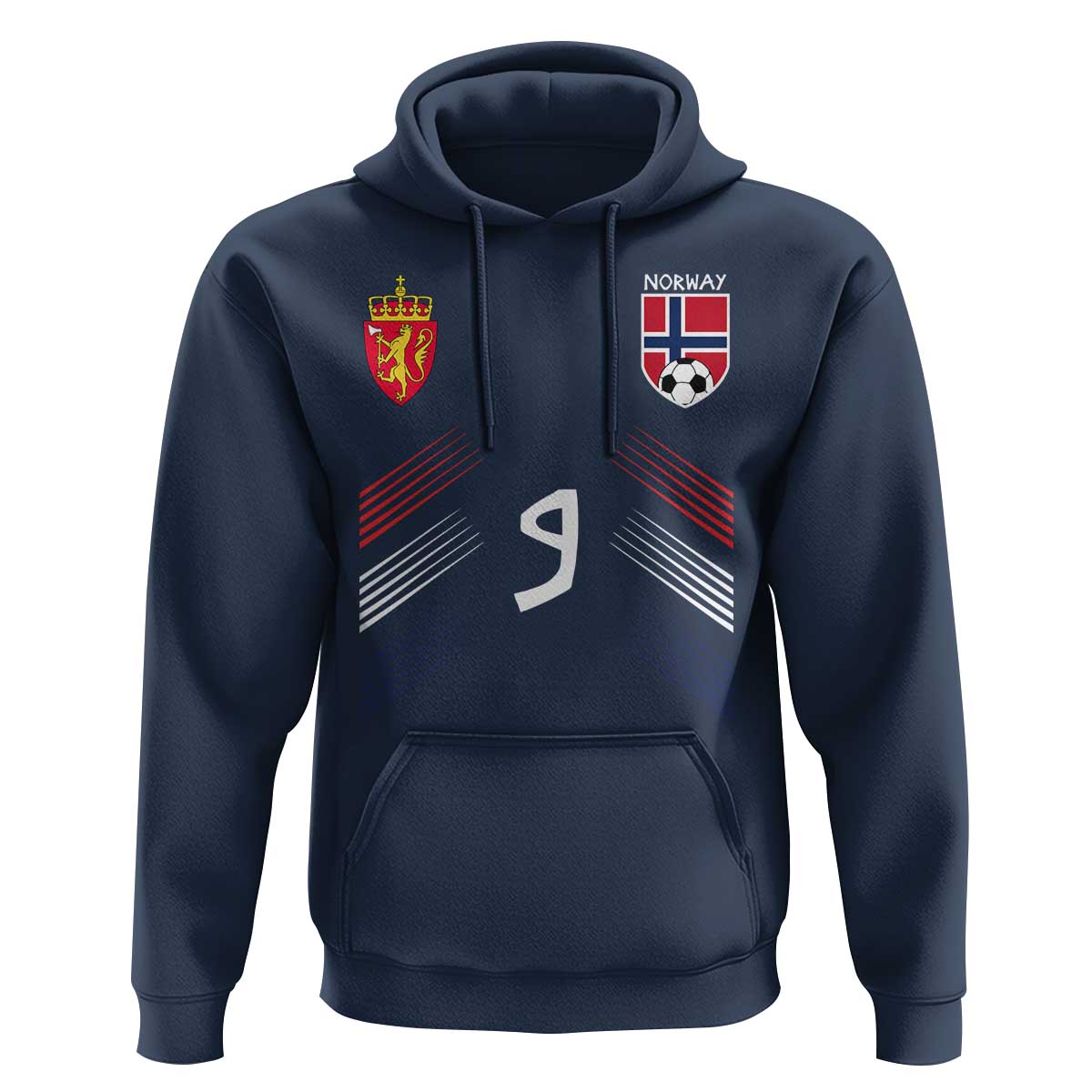 Norway Football Crest Jersey Style Hoodie Number 9 Viking Athletic for Soccer Fan