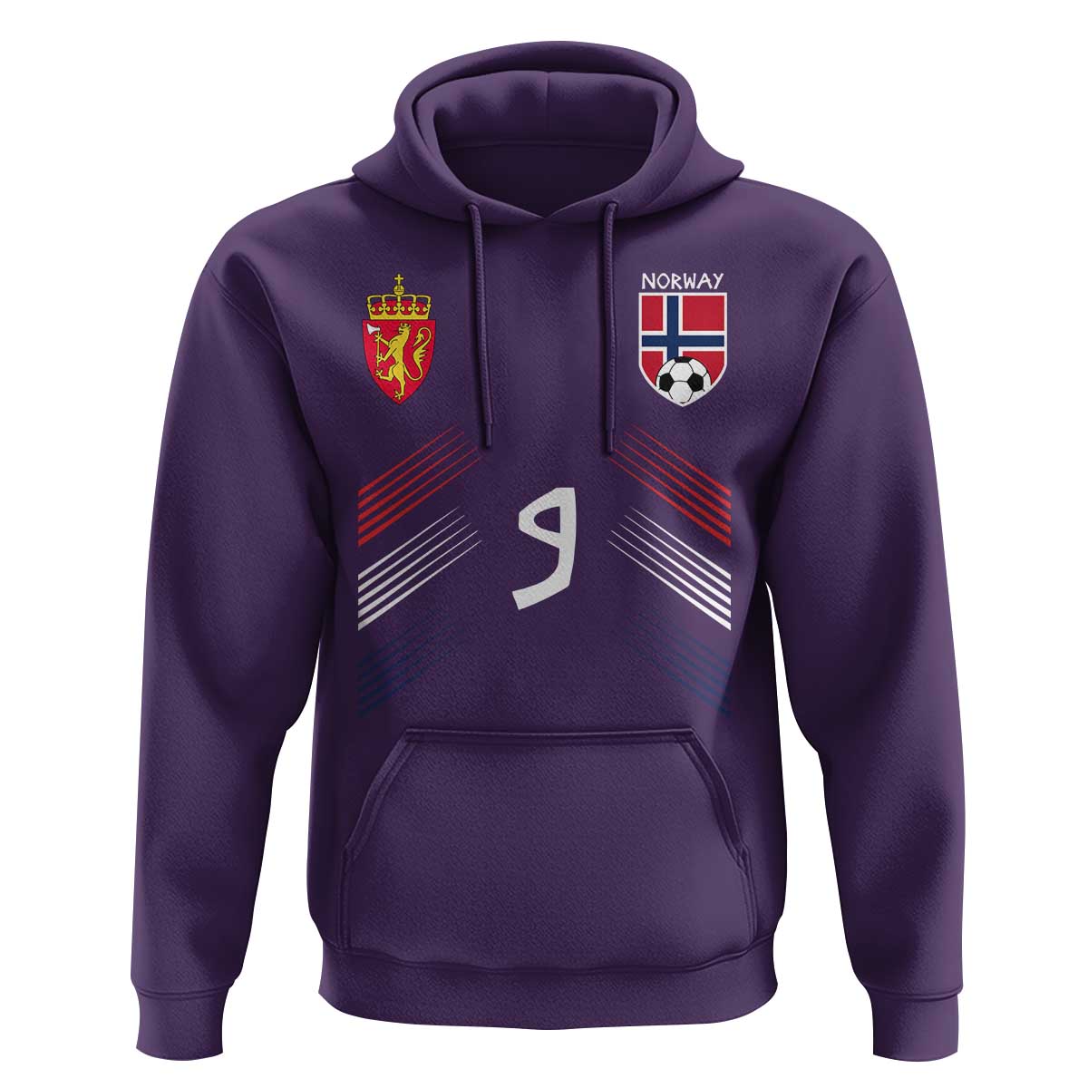 Norway Football Crest Jersey Style Hoodie Number 9 Viking Athletic for Soccer Fan