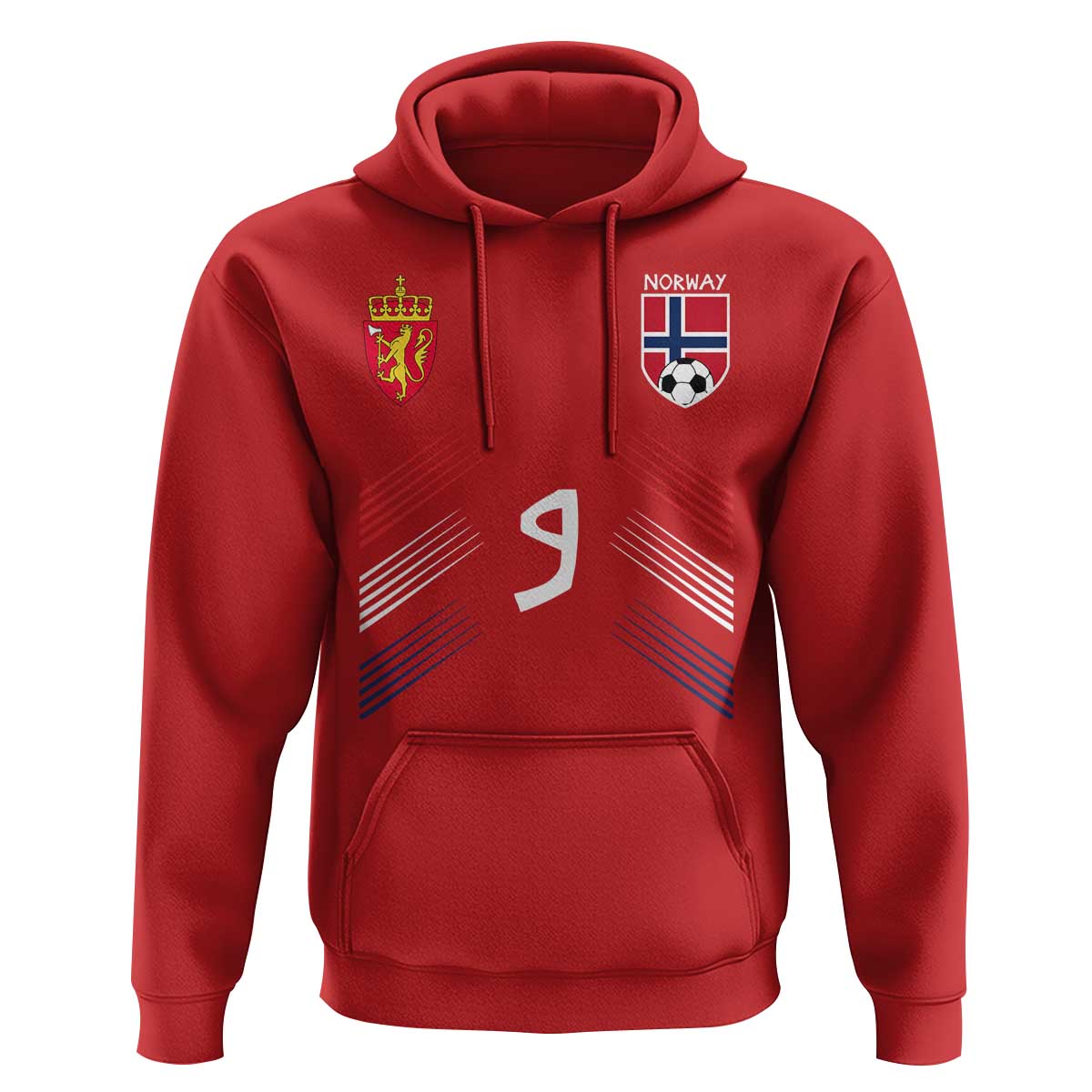 Norway Football Crest Jersey Style Hoodie Number 9 Viking Athletic for Soccer Fan