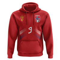 Norway Football Crest Jersey Style Hoodie Number 9 Viking Athletic for Soccer Fan