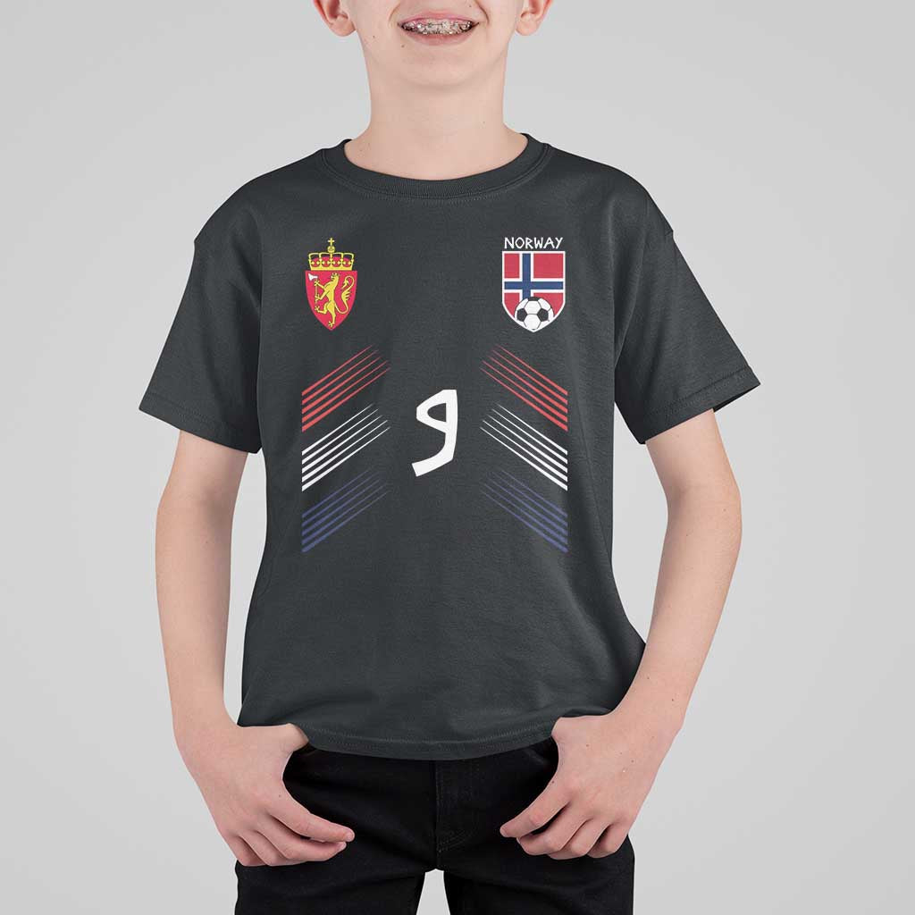 Norway Football Crest Jersey Style T Shirt For Kid Number 9 Viking Athletic for Soccer Fan