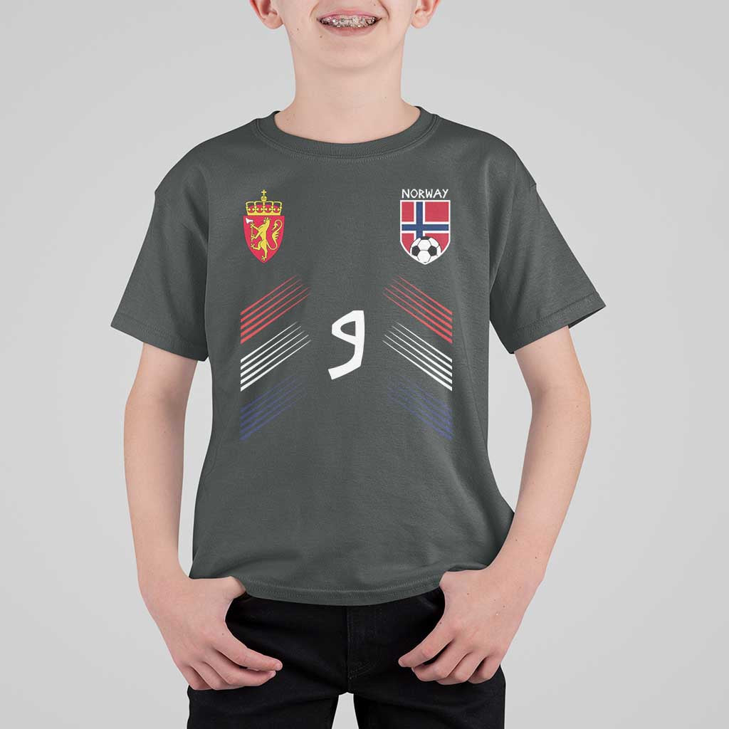 Norway Football Crest Jersey Style T Shirt For Kid Number 9 Viking Athletic for Soccer Fan