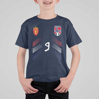 Norway Football Crest Jersey Style T Shirt For Kid Number 9 Viking Athletic for Soccer Fan