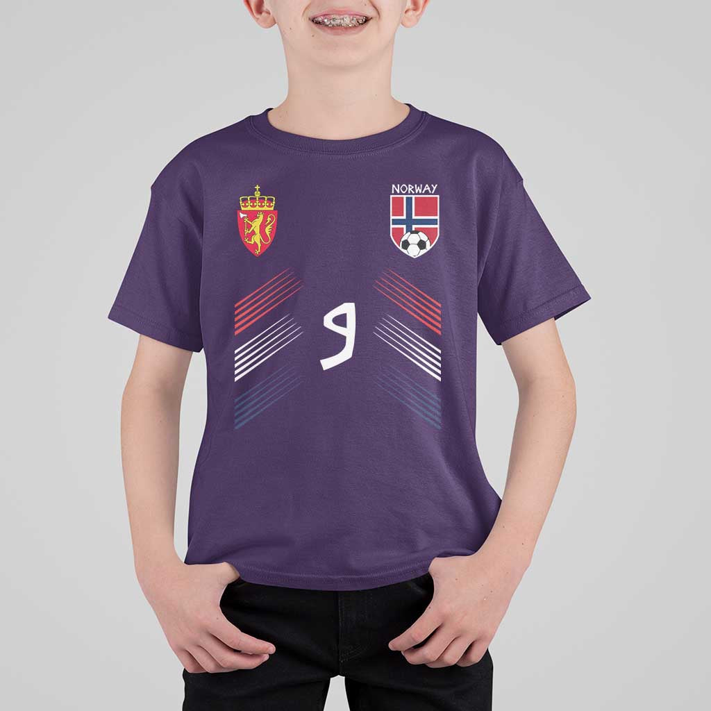 Norway Football Crest Jersey Style T Shirt For Kid Number 9 Viking Athletic for Soccer Fan