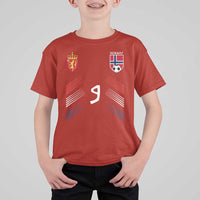 Norway Football Crest Jersey Style T Shirt For Kid Number 9 Viking Athletic for Soccer Fan