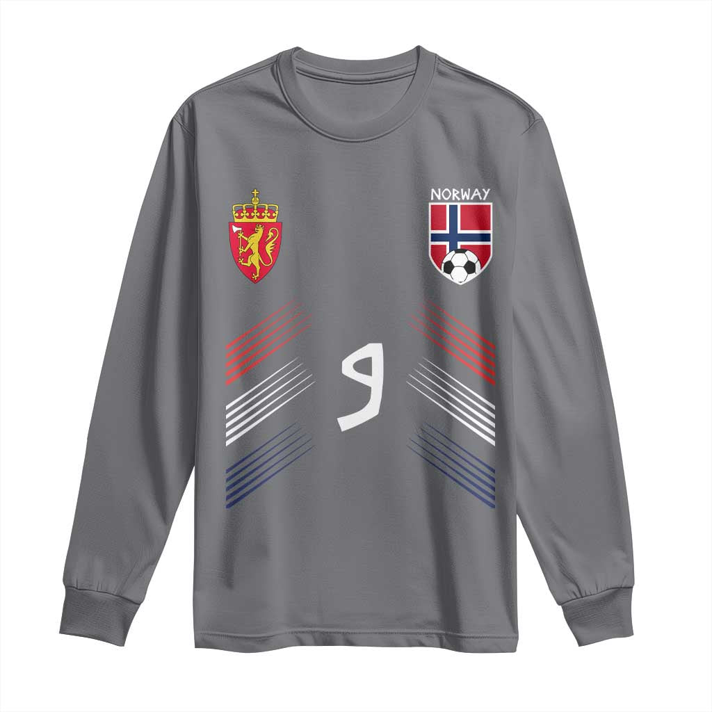 Norway Football Crest Jersey Style Long Sleeve Shirt Number 9 Viking Athletic for Soccer Fan