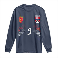 Norway Football Crest Jersey Style Long Sleeve Shirt Number 9 Viking Athletic for Soccer Fan