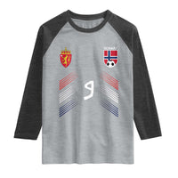 Norway Football Crest Jersey Style Raglan Shirt Number 9 Viking Athletic for Soccer Fan