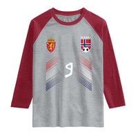 Norway Football Crest Jersey Style Raglan Shirt Number 9 Viking Athletic for Soccer Fan