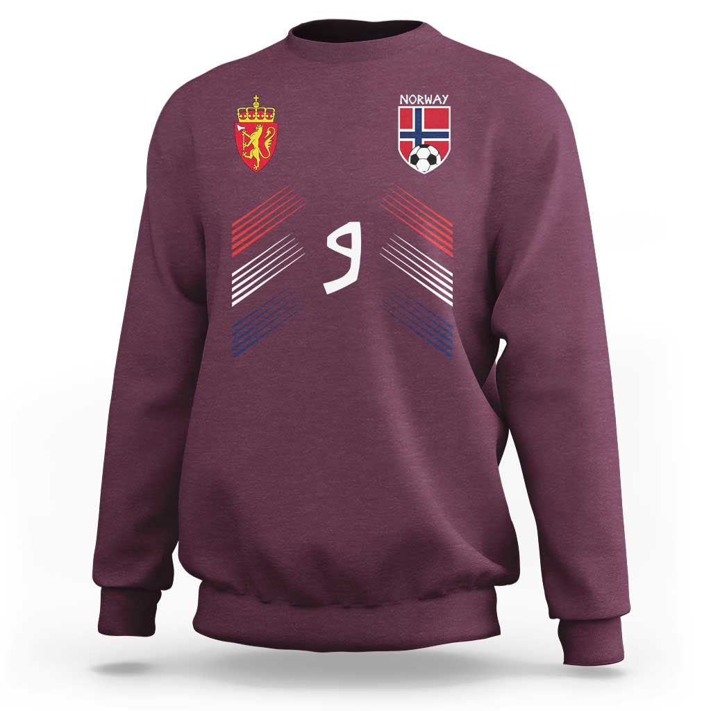 Norway Football Crest Jersey Style Sweatshirt Number 9 Viking Athletic for Soccer Fan