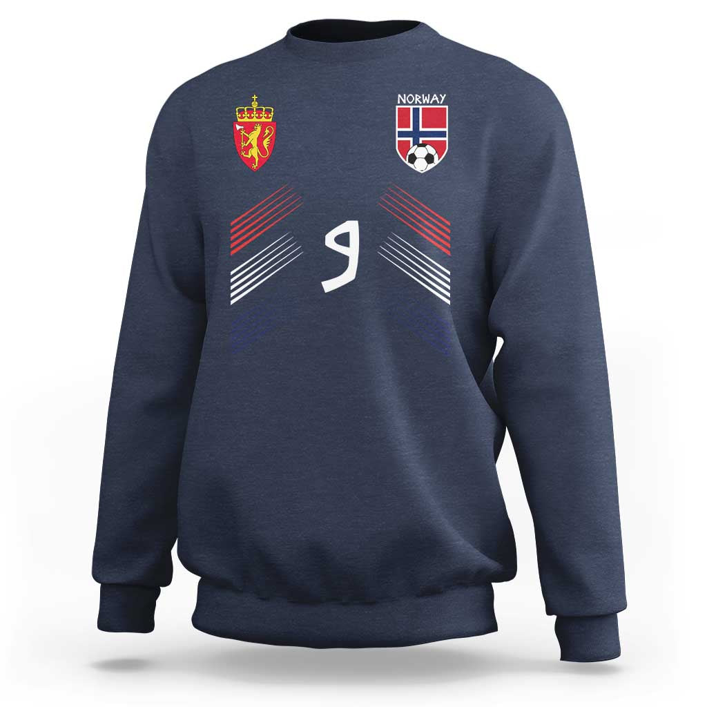 Norway Football Crest Jersey Style Sweatshirt Number 9 Viking Athletic for Soccer Fan