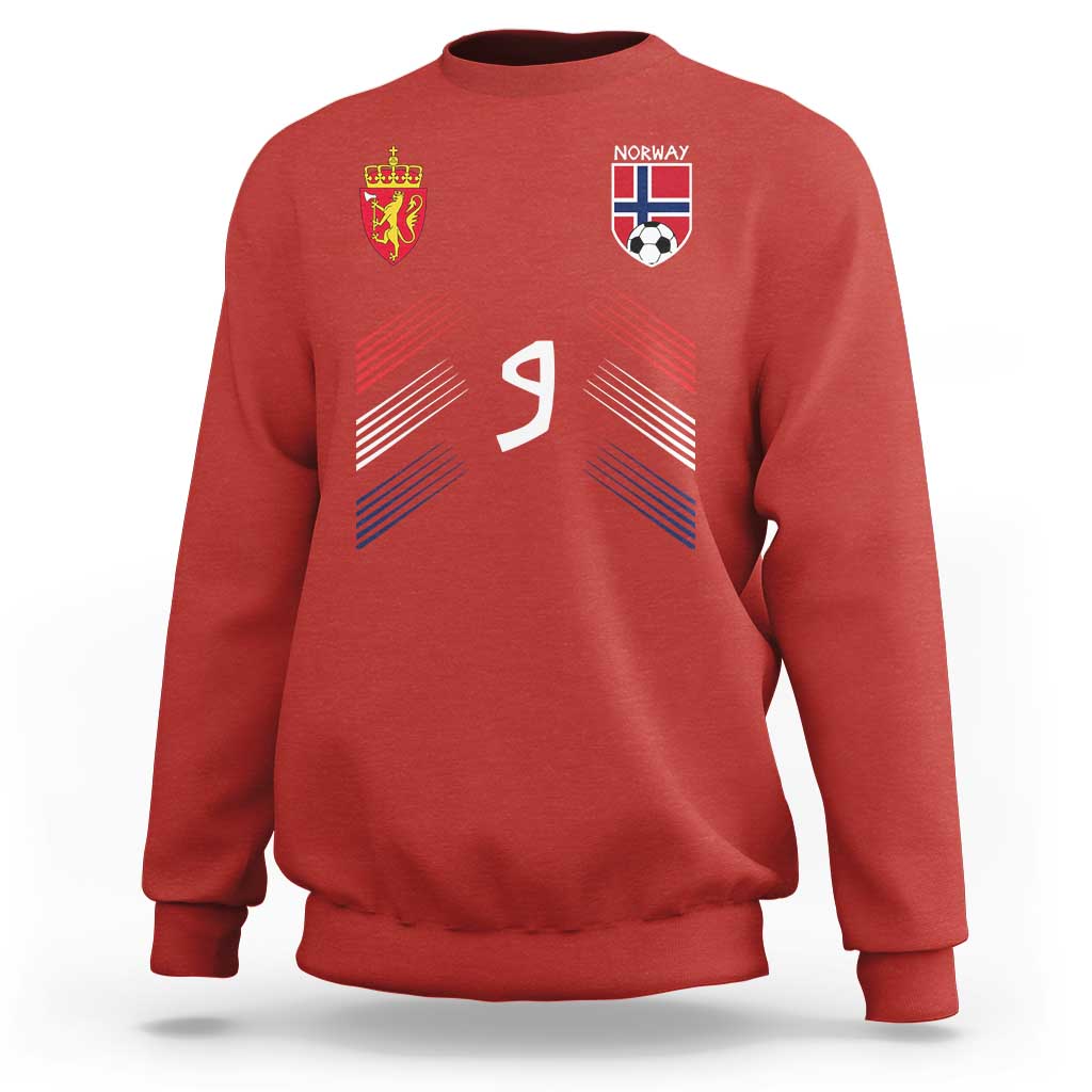 Norway Football Crest Jersey Style Sweatshirt Number 9 Viking Athletic for Soccer Fan