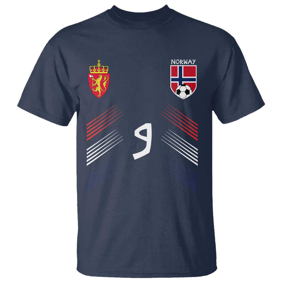 Norway Football Crest Jersey Style T Shirt Number 9 Viking Athletic for Soccer Fan
