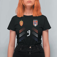 Norway Football Crest Jersey Style T Shirt For Women Number 9 Viking Athletic for Soccer Fan