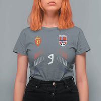 Norway Football Crest Jersey Style T Shirt For Women Number 9 Viking Athletic for Soccer Fan
