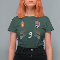 Norway Football Crest Jersey Style T Shirt For Women Number 9 Viking Athletic for Soccer Fan
