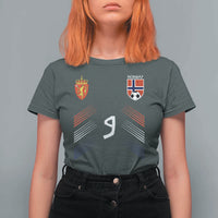 Norway Football Crest Jersey Style T Shirt For Women Number 9 Viking Athletic for Soccer Fan