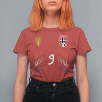 Norway Football Crest Jersey Style T Shirt For Women Number 9 Viking Athletic for Soccer Fan