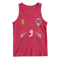 Norway Football Crest Jersey Style Tank Top Number 9 Viking Athletic for Soccer Fan