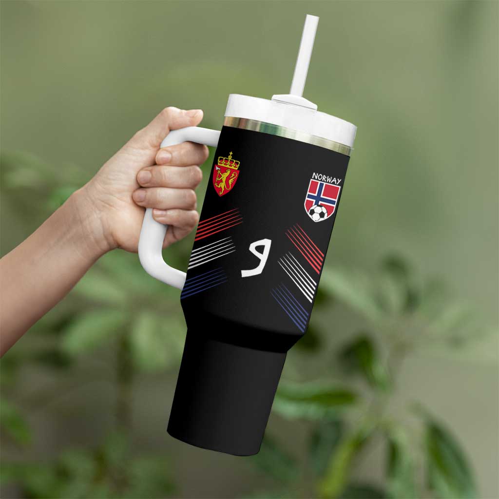 Norway Football Crest Jersey Style Tumbler With Handle Number 9 Viking Athletic for Soccer Fan