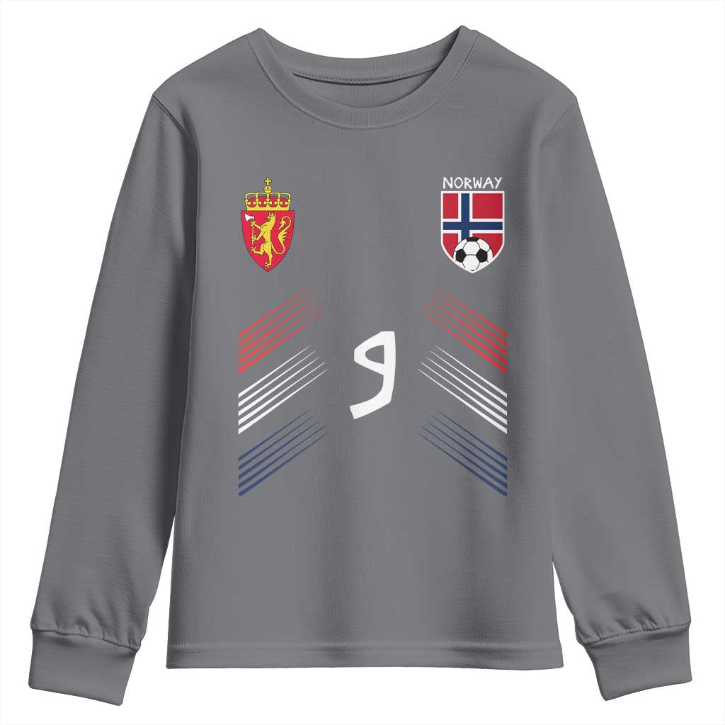 Norway Football Crest Jersey Style Youth Sweatshirt Number 9 Viking Athletic for Soccer Fan