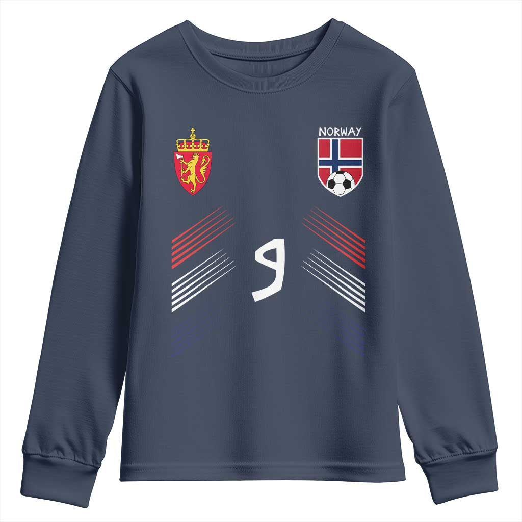 Norway Football Crest Jersey Style Youth Sweatshirt Number 9 Viking Athletic for Soccer Fan