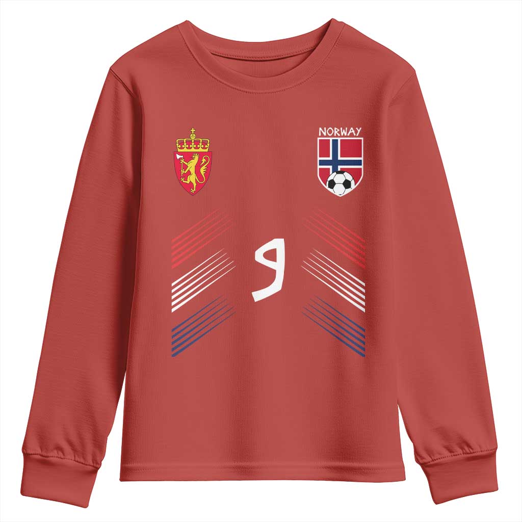 Norway Football Crest Jersey Style Youth Sweatshirt Number 9 Viking Athletic for Soccer Fan