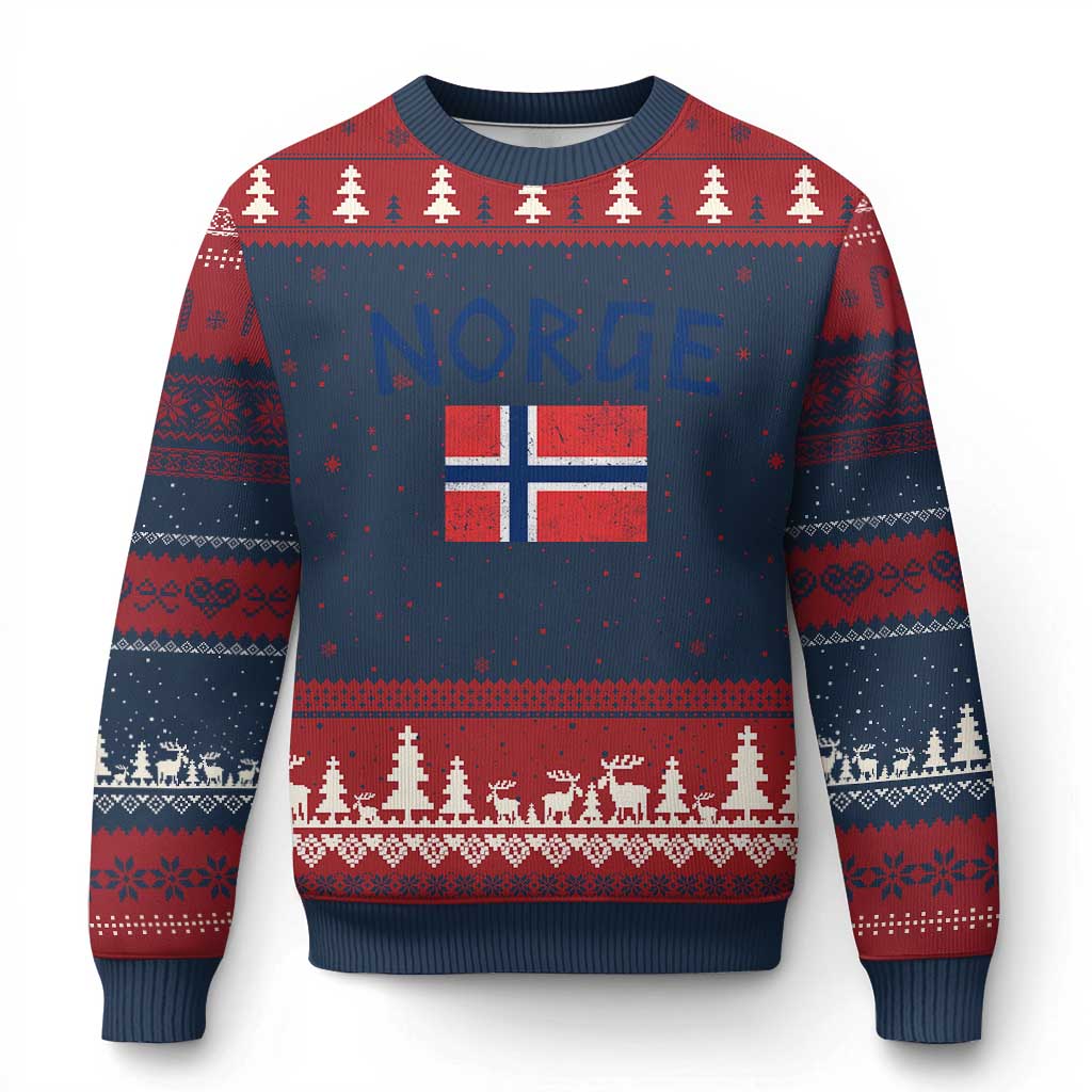 Norway Norge Soccer Design Vintage Norwegian Flag Ugly Christmas Sweater