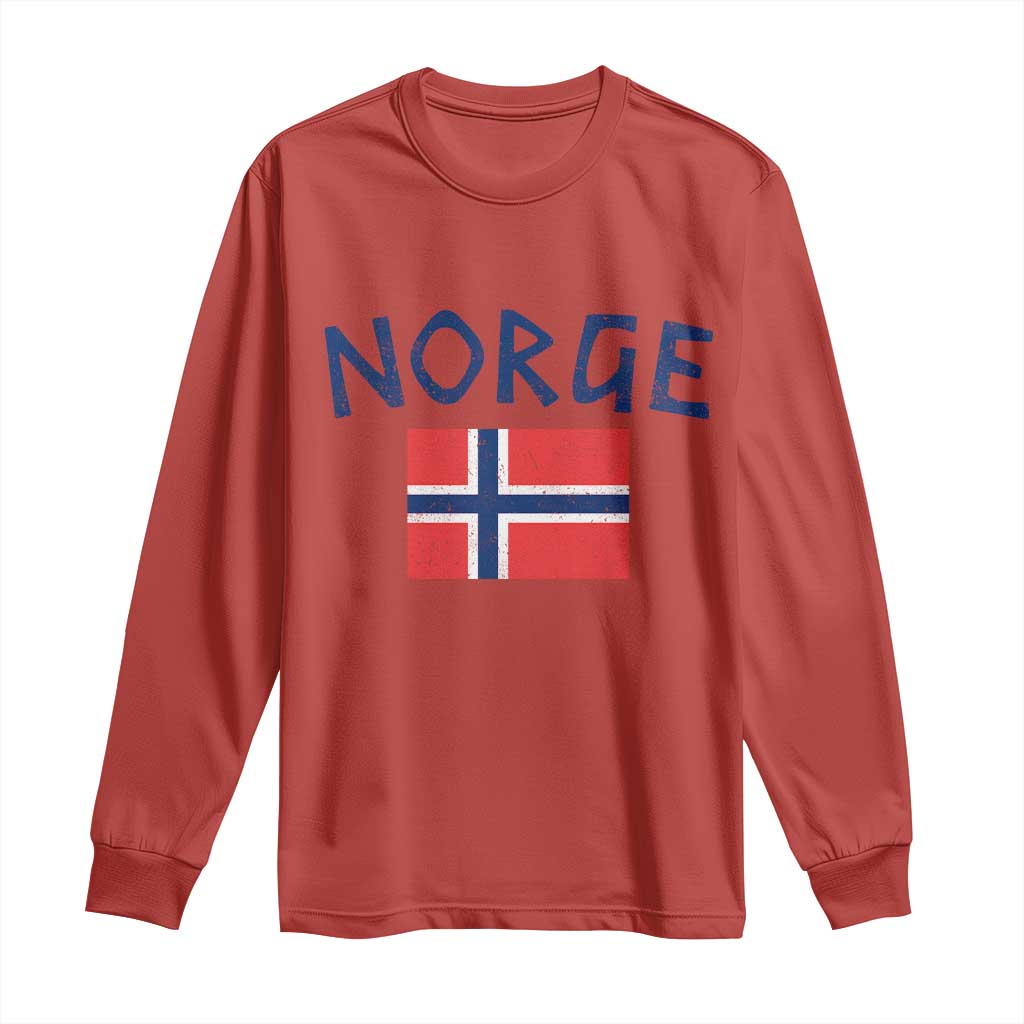 Norway Norge Soccer Design Vintage Norwegian Flag Long Sleeve Shirt