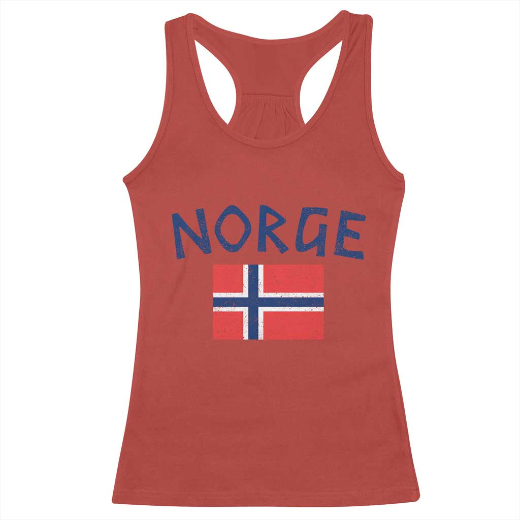 Norway Norge Soccer Design Vintage Norwegian Flag Racerback Tank Top