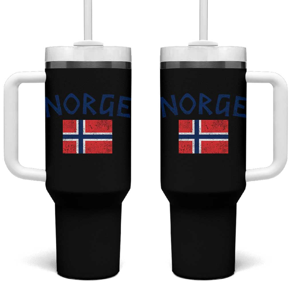 Norway Norge Soccer Design Vintage Norwegian Flag Tumbler With Handle