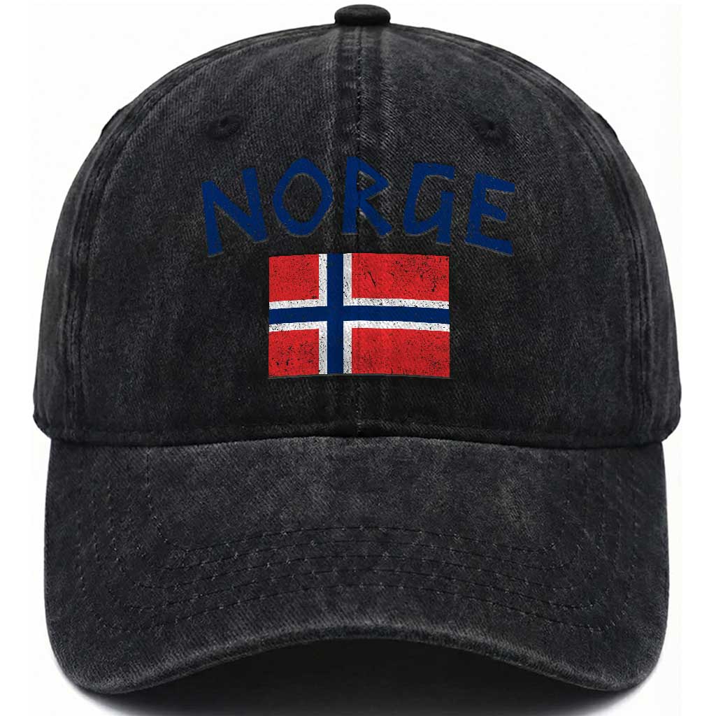 Norway Norge Soccer Design Vintage Norwegian Flag Washed Cotton Baseball Cap