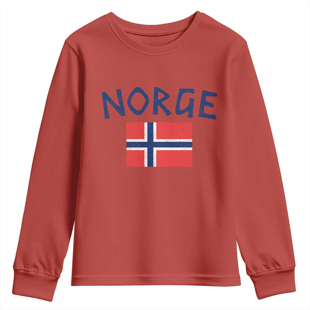 Norway Norge Soccer Design Vintage Norwegian Flag Youth Sweatshirt