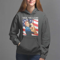 Harris 2024 Hoodie Yes We Kam Strong Woman American Flag - Wonder Print Shop