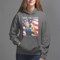 Harris 2024 Hoodie Yes We Kam Strong Woman American Flag - Wonder Print Shop