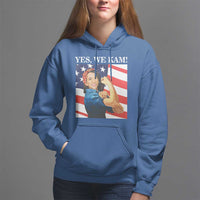 Harris 2024 Hoodie Yes We Kam Strong Woman American Flag - Wonder Print Shop