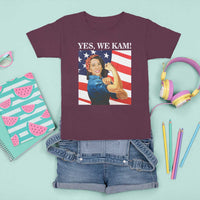 Harris 2024 T Shirt For Kid Yes We Kam Strong Woman American Flag - Wonder Print Shop