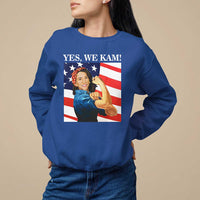 Harris 2024 Sweatshirt Yes We Kam Strong Woman American Flag - Wonder Print Shop
