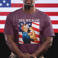Harris 2024 T Shirt Yes We Kam Strong Woman American Flag - Wonder Print Shop