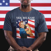 Harris 2024 T Shirt Yes We Kam Strong Woman American Flag - Wonder Print Shop