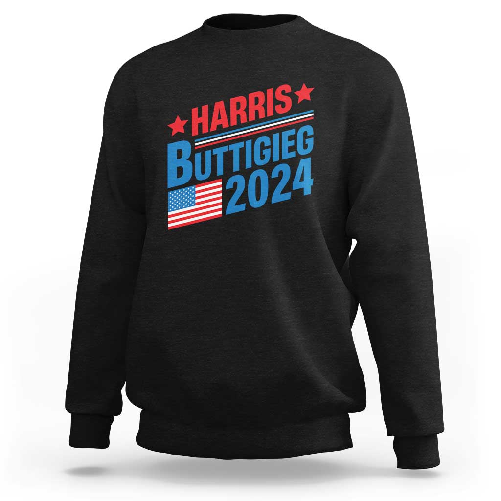 Harris Buttigieg 2024 Sweatshirt Presidential Election American Flag - Wonder Print Shop